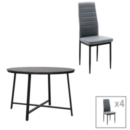 Τραπεζαρία Gianno-Parker (Σετ 5Τμχ) 200-000714 Φ120x76cm Marble Effect Black-Grey 4 Θέσεων Μελαμίνη,Μέταλλο