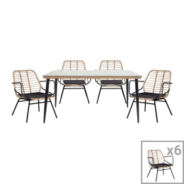 Τραπεζαρία Κήπου Naoki B 200-000754 (Σετ 7Τμχ) Natural-Black 7 Θέσεων