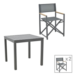 Τραπεζαρία Κήπου Kliton-Mabu 200-000851 (Σετ 3Τμχ) Anthracite 3 Θέσεων