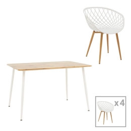 Τραπεζαρία Ezra-Cuba 200-001004 (Σετ 5Τμχ) 120x80x75cm White-Sonoma 4 Θέσεων