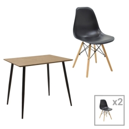 Τραπεζαρία Julita-Cuba 200-001014 (Σετ 3Τμχ) 70x70x75cm Sonoma-Black 2 Θέσεων
