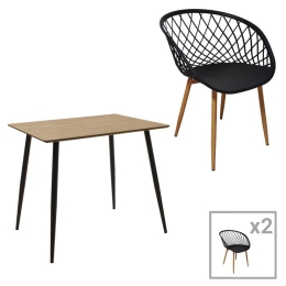 Τραπεζαρία Ezra-Cuba 200-001016 (Σετ 3Τμχ) 70x70x75cm Sonoma-Black 2 Θέσεων