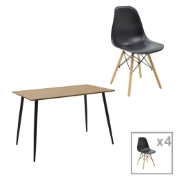 Τραπεζαρία Julita-Cuba 200-001023 (Σετ 5Τμχ) 120x70x76cm Sonoma-Black 4 Θέσεων