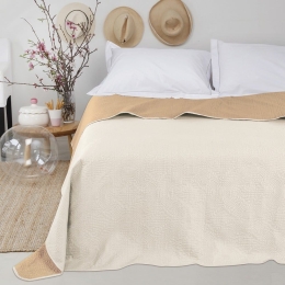 Κουβερλί Senza Ecru-Beige Melinen Υπέρδιπλο Microfiber