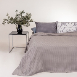 Κουβέρτα Patmos Πικέ Light Grey Melinen Υπέρδιπλο 230x240cm 100% Βαμβάκι