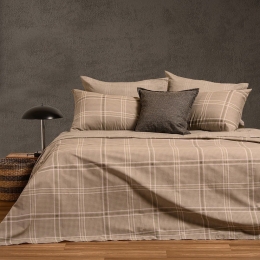 Σεντόνια Odin Με Λάστιχο (Σετ 4τμχ) Beige Melinen King Size 180x232cm Βαμβάκι-Πολυέστερ