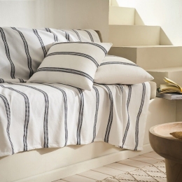 Ριχτάρι Rathma 375 Pure White-Graphite Black Gofis Home Τριθέσιο 180x310cm 100% Βαμβάκι