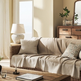 Ριχτάρι Seilah 515 Natural Beige Gofis Home Πολυθρόνα 180x180cm Βαμβάκι-Πολυέστερ