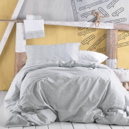 Σεντόνια Symbol Cute Με Λάστιχο (Σετ 3τμχ) Grey Ρυθμός Ημίδιπλο 160x260cm 100% Βαμβάκι