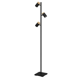 Φωτιστικό Δαπέδου Cartagena 390071 162,5cm 3xGu10 4,5W Black-Brown Eglo Ατσάλι,Ξύλο