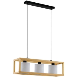 Φωτιστικό Οροφής - Ράγα Granados 390101 77x20x150cm 3xE27 25W Brown-White Eglo Ατσάλι,Ύφασμα,Ξύλο
