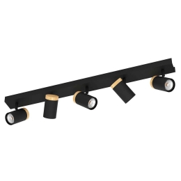 Φωτιστικό Οροφής - Πλαφονιέρα Cartagena 39649 82x6,5cm 5xGu10 4,5W Black-Brown Eglo Ατσάλι,Ξύλο