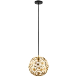 Φωτιστικό Οροφής 39754 Skoura E27/1 Ø300 Black-Brass Eglo Μέταλλο,Γυαλί