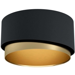 Φωτιστικό Οροφής - Πλαφονιέρα Manderline 39924 Φ45x22cm 1xE27 40W Black-Brass Eglo Ατσάλι,Ύφασμα
