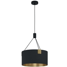 Φωτιστικό Οροφής Tortola 1 39964 Φ45x150cm 3xE27 40W Black-Brass Eglo Ατσάλι,Ύφασμα
