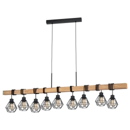Φωτιστικό Οροφής Ράγα Townshend 5 43134 Black-Brown Eglo Μέταλλο,Ξύλο