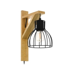 Φωτιστικό Τοίχου-Απλίκα 'Rampside 1' 43351 Natural-Black Eglo Μέταλλο,Ξύλο