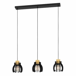 Φωτιστικό Οροφής - Ράγα Stillington 1 43925 88x18x110cm 3xE27 IP20 Black-Natural Eglo