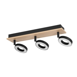 Φωτιστικό Οροφής - Πλαφονιέρα Rielves 901204 40x7x17,5cm 3xLed Black-Natural Eglo