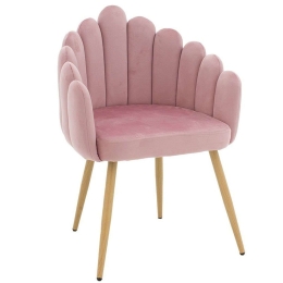 Πολυθρόνα Briella 235-000028 61x51x85cm Pink-Natural Βελούδο, Μέταλλο