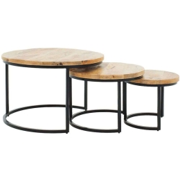Ζιγκόν (Σετ 3Τμχ) Zita 240-000009 78x37/53x39/43x35cm Walnut-Black