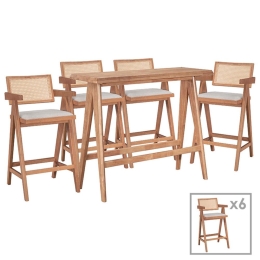 Τραπεζαρία Μπαρ Winslow I 247-000018 (Σετ 7Τμχ) 120x45x100cm Light Walnut 6 Θέσεων