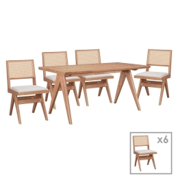Τραπεζαρία Winslow 247-000020 (Σετ 7Τμχ) 160x85x75cm Light Walnut 6 Θέσεων