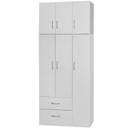 Ντουλάπα τρίφυλλη και πατάρι Zelia 249-000046 90x42x240cm White Τρίφυλλη