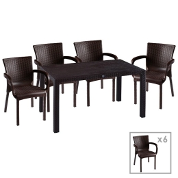 Τραπεζαρία Κήπου Explore-Festive 253-000050 (Σετ 7Τμχ) Coffee 7 Θέσεων
