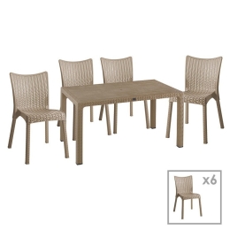 Τραπεζαρία Κήπου Explore-Confident 253-000064 (Σετ 7Τμχ) Cappuccino 7 Θέσεων