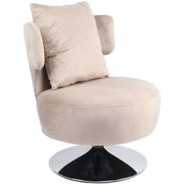Πολυθρόνα Με Μαξιλάρι Percival 255-000041 76x67x76cm Beige-Chrome