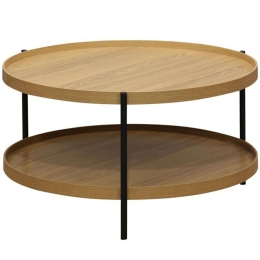 Τραπέζι Σαλονιού Portogie 260-000019 Φ80x40cm Natural-Black