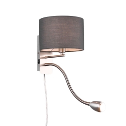 Φωτιστικό Τοίχου - Απλίκα Hotel 271170211 1xE14 40W 23,5x20cm Grey Trio Lighting Μέταλλο,Ύφασμα