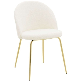 Καρέκλα Fersais Μπουκλέ 273-000011 48x57x81cm White-Gold Μέταλλο,Ύφασμα
