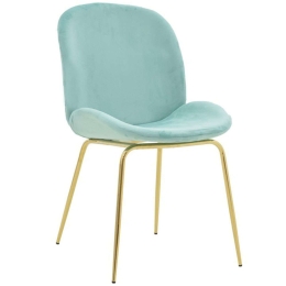 Καρέκλα Maley 273-000017 47x60x90cm Green-Gold Βελούδο, Μέταλλο