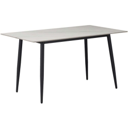 Τραπέζι Gustas 278-000003 160x90x75cm Marble Effect White-Black Πέτρα,Μέταλλο
