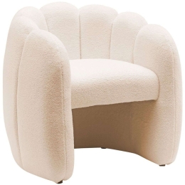 Πολυθρόνα Lampria Μπουκλέ 284-000002 75x72x75cm Cream