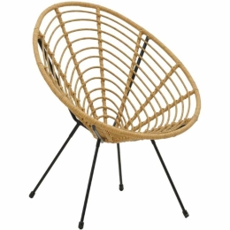 Πολυθρόνα Naoki 286-000010 78x74x87cm Natural-Black