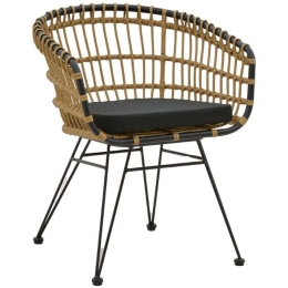 Πολυθρόνα Naoki 286-000011 62x62x70cm Natural-Black