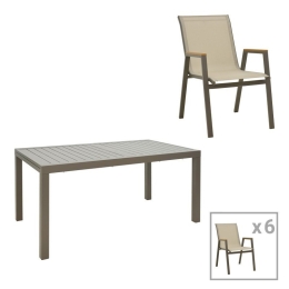 Τραπεζαρία Κήπου Lafla-Azelie 288-000029 (Σετ 7Τμχ) Anthracite-Beige 7 Θέσεων