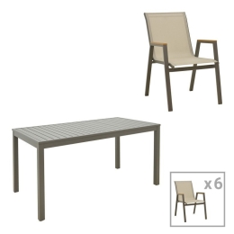 Τραπεζαρία Κήπου Kliton-Azelie 288-000031 (Σετ 7Τμχ) Anthracite-Beige 7 Θέσεων