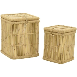 Καλάθια Απλύτων Dremia (Σετ 2Τμχ) 309-000013 46x46x55/34x34x45cm Natural Inart Σχοινί,Bamboo