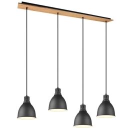 Φωτιστικό Οροφής - Ράγα Henley 310700432 4xE14 40W 115x18x150cm Black Mat Trio Lighting Μέταλλο,Ξύλο
