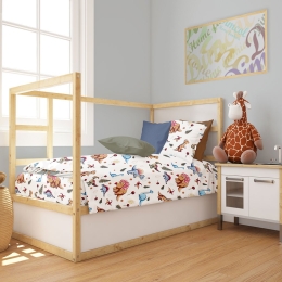 Παπλωματοθήκη Βρεφική Dinosaur 519 White-Blue DimCol 120x160cm 100% Βαμβάκι