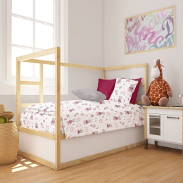 Παπλωματοθήκη Βρεφική Cloudy Bear 582 White-Pink DimCol 120x160cm 100% Βαμβάκι