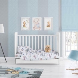 Σεντόνι Βρεφικό Bicycle 415 White-Blue DimCol Λίκνου 80x110cm 100% Βαμβάκι