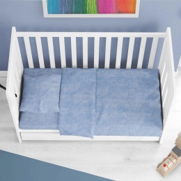 Παπλωματοθήκη Βρεφική Premium Shadow 614 Sky Blue DimCol 120x160cm 100% Βαμβάκι