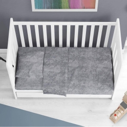 Σεντόνια Βρεφικά Premium Shadow 613 (Σετ 3τμχ) Dark Grey DimCol Cradle 120x160cm 100% Βαμβάκι