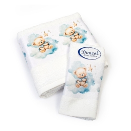Πετσέτες Βρεφικές Cute Bear 302 (Σετ 2τμχ) White DimCol Σετ Πετσέτες 70x140cm 100% Βαμβάκι