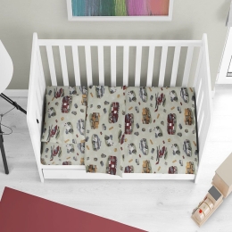 Σεντόνια Βρεφικά Toys 47 (Σετ 3τμχ) Olive DimCol Κούνιας 120x160cm 100% Βαμβακερή Φανέλα